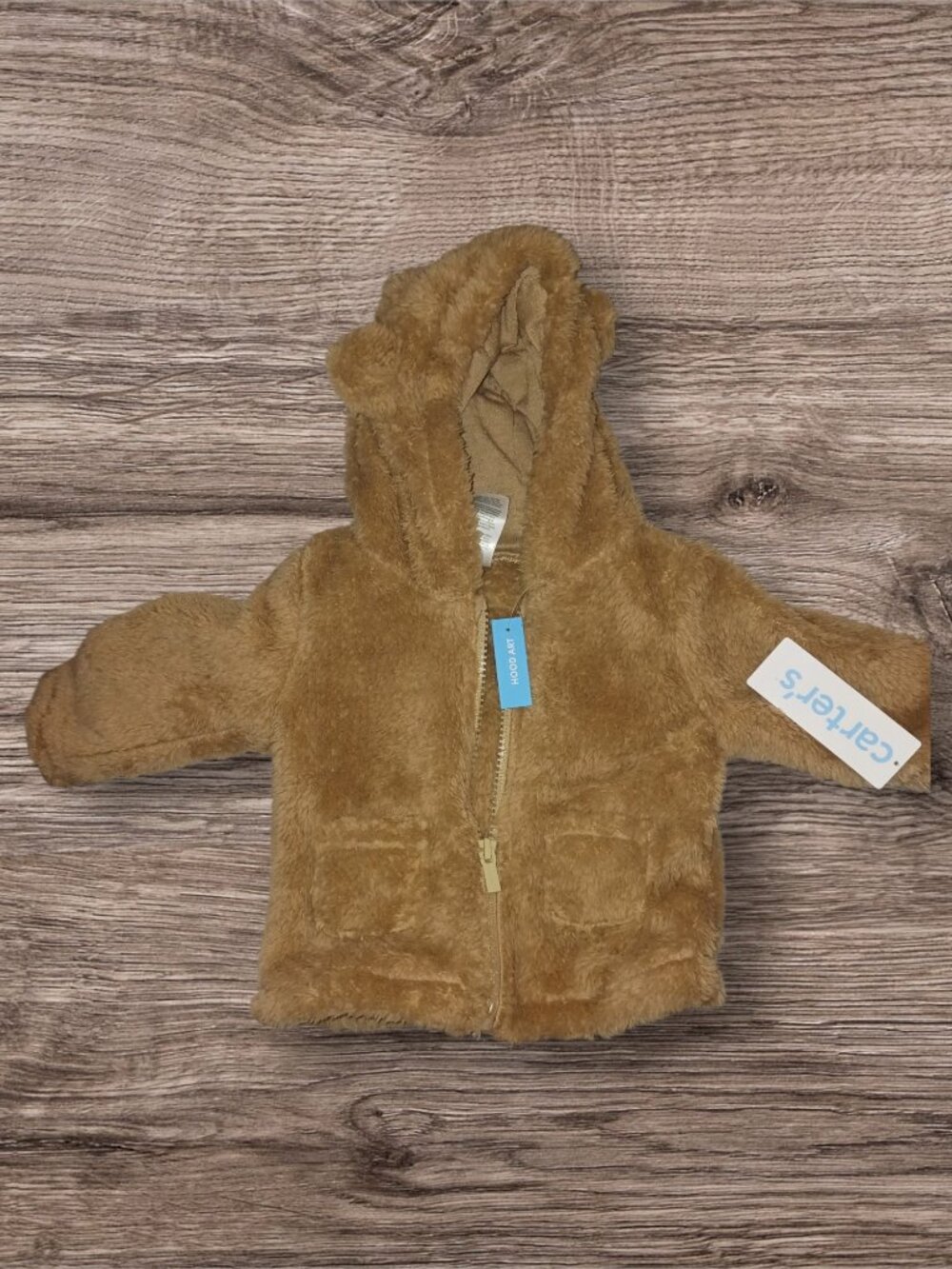 NWT Carter's Baby Faux Fur Hooded Zip Jacket Brown Size 3M
